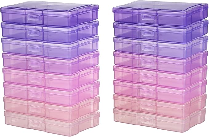 novelinks Transparent 4" x 6" Photo Cases and Clear Craft Keeper with Handle, 16 Inner Photo Organizers & Photo Storage Box, Plastic Photo Storage Containers (Pink Purple Gradient) - Image 2