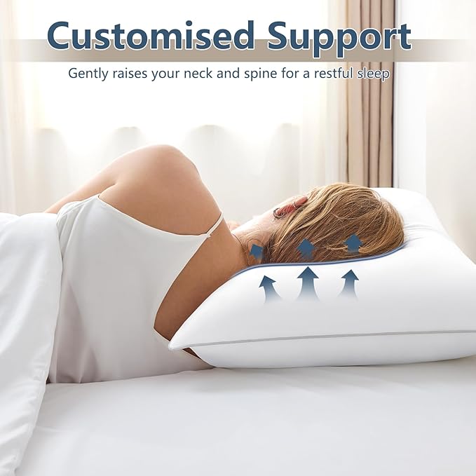 CozyLux Soft Supportive Bed Pillows for Side and Back Sleepers, Oeko-Tex Certified Down Alternative Filling, Hotel Quality Fluffy Sleeping Pillow, King Size Set of 4, White, 19" x 34"