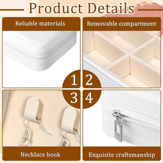 12 Pack Small Travel Jewelry Box Bulk Bridesmaid Proposal Gift Boxes Portable Mini Travel Jewelry Case PU Leather Earring Storage Box with Dividers for Women Girls Rings Necklace Earring Organizer - Image 3