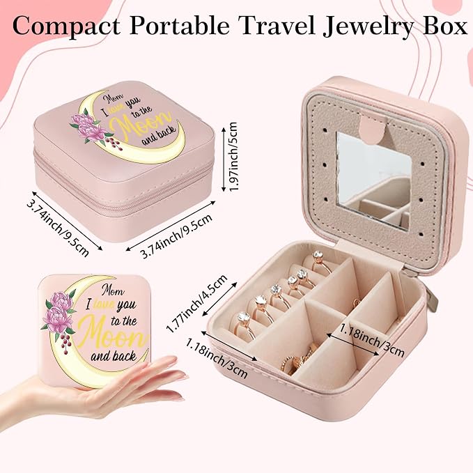 Mom Gifts Mom I Love You To The Moon And Back Jewelry Box Valentines Christmas Mothers Day Gifts for Moms from Daughter Son Kids Easter Birthday Gift for Moms Travel Jewelry Case for Mother - Image 2