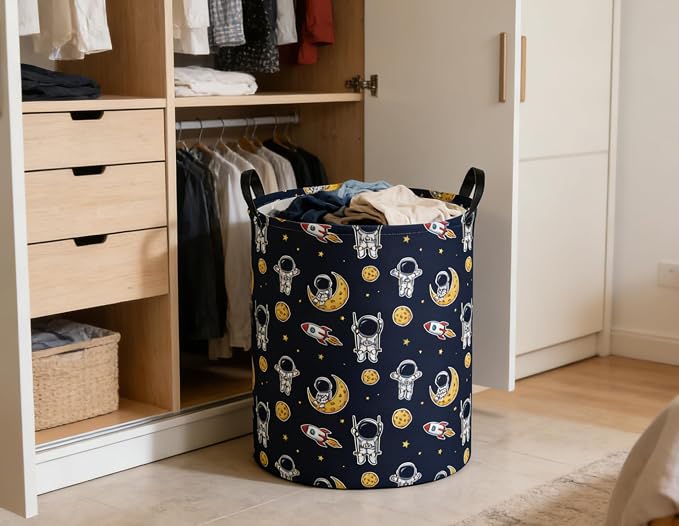 Kids Laundry Basket Space Hamper for Nursery Boys Hamper Cute Kids Storage Bin Room Decor for Home(Astronaut) - Image 3