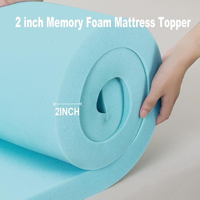 Memory Foam Mattress Topper 3inch（2inch+1inch） Queen Size, Pressure-Relieving Bed Topper with Secure Strap Design for Back Pain, Soft and Supportive, Shredded Memory Foam