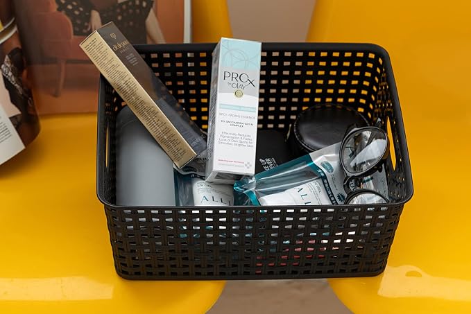 Eslite Plastic Storage Baskets for Organizing,11"X8.5"X4.7",Pack of 4 (Black) - Image 7
