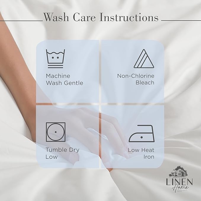 Linen Home 100% Cotton Percale Sheet Set, Full Size, Baby Blue, Deep Pocket, 6 Pieces Set - 1 Flat, 1 Deep Pocket Fitted Sheet and 4 Pillowcases, Crisp Cool and Strong Bed Linen
