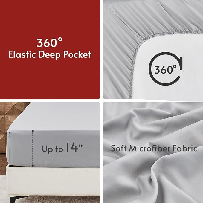 MUXHOMO 5 Pieces Twin Comforter Set, Reversible Bed in a Bag Twin Size, All Season Bedding Set with Comforter, Flat Sheet, Fitted Sheet, Pillowcases & Shams, Pink & Light Grey