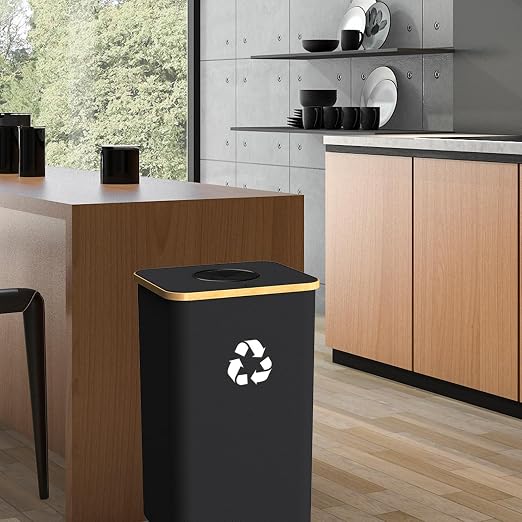 Recycling Bin for Kitchen Indoor Home, Large 26 Gallon 100L Recycle Bin with Lid Removeable Reusable Inner Bag Bottle Can Glass Waste Plastice Stickers,Black - Image 7