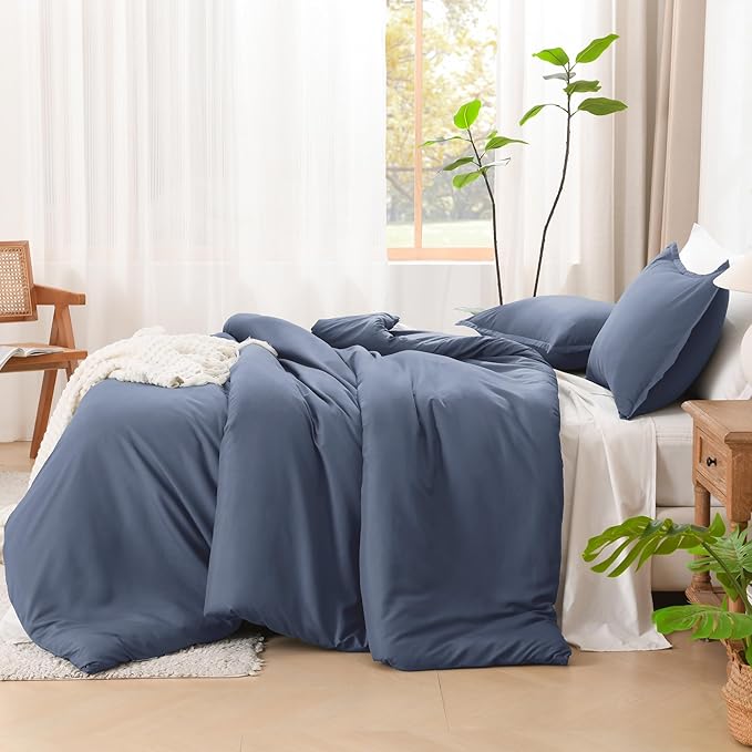 Litanika Comforters Twin XL Size Bluish Grey, 2 Pieces Lightweight Solid Bedding Set & Collections, All Season Fluffy Bed Set (68x92 Inches Comforter & 1 Pillowcase)