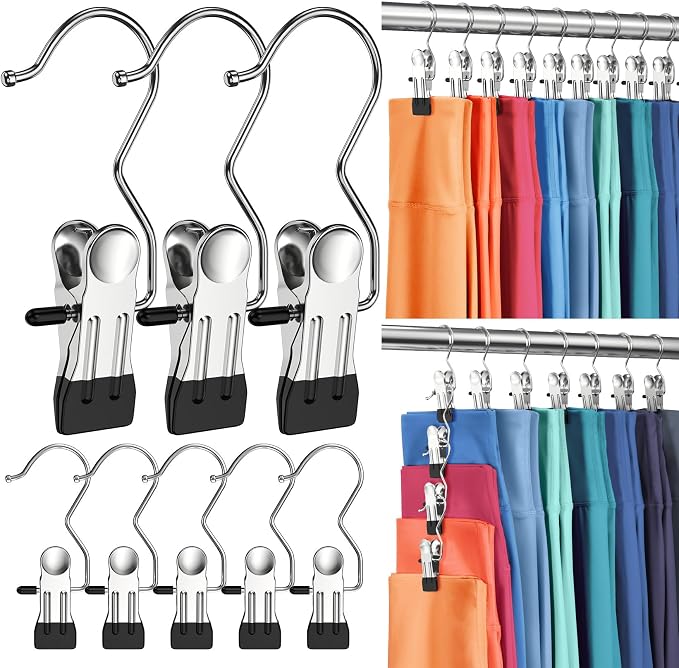 30 Pack Pants Hangers with Clip,Legging Organizer for Closet Hanging, Space Saving Yoga Pants Hangers Clip Hangers Closet Organization,Closet Organizers and Storage for Jeans,Shorts,Skirts,Hats by DOIOWN