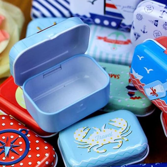 8Pcs Mini Flower Tin Trinket Jewelry Organizer Storage Box Decorative Boxes Small Metal Tins with Hinged Lids Portable Box Containers Small Storage Kit,Easter Basket Stuffers - Image 4