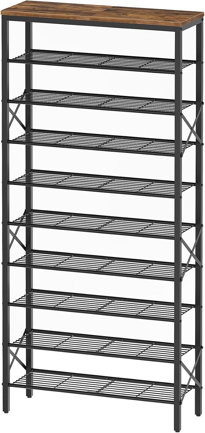 YATINEY 10 Tier Shoe Rack, Large Capacity Shoe Storage Organizer Holds 40 Pairs, Sturdy and Stable, for Entryway, Hallway, Closet, Dorm Room, Rustic Brown SS10BR by Yatiney