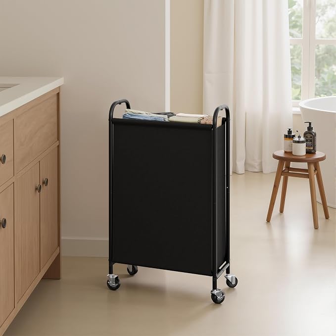 GRANNY SAYS 80L Slim Laundry Hamper with Silent Brake Wheels, Sturdy Metal Frame & Handle, Rolling Laundry Basket for Laundry Room, Bedroom, Bathroom, or RV – Great for Singles or Couples, Black - Image 7