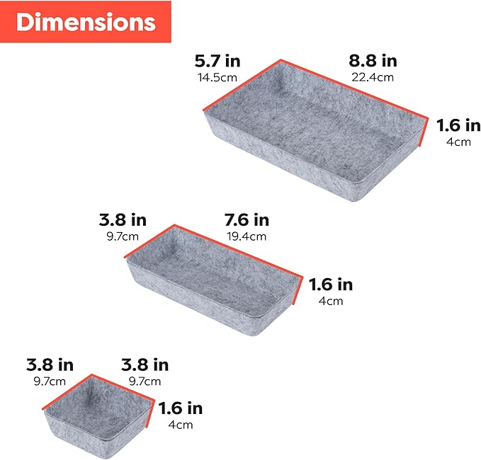 Rajas Goods Drawer Organizer Compatible with Ikea Alex Drawer Unit, 10-Piece Modular Felt Tray Organizer Set, Perfect Fit (Light) - Image 5