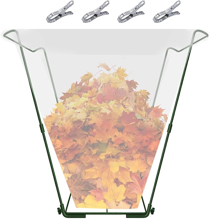 Jayhalo Trash Bag Holder, Outdoor Metal Leaf Bag Holder Stand 30-45 Gal, Portable Garbage Bag Holder Frame for Garden Camping Portable Trash Can, Leaf Bag Holds Disposable Bags, Freestanding Design by Joyhalo