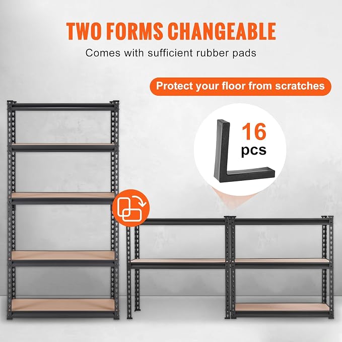 VEVOR Storage Shelving Unit, 5-Tier Adjustable, 2000 lbs Capacity, Heavy Duty Garage Shelves Metal Organizer Utility Rack, Black, 30" L x 12" W x 60" H for Kitchen Pantry Basement Bathroom Laundry - Image 7