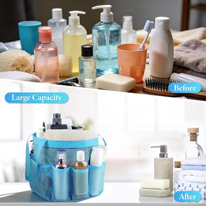 Attmu 2 Pack Mesh Shower Caddy Portable, Quick Dry Hanging Shower Tote Bag for College Dorm Room Essentials, Large Capacity Caddy Dorm for Bathroom Gym Swimming - Image 3