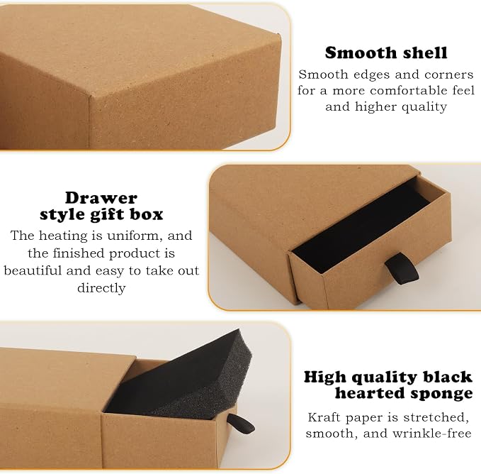 Nsmykhg Jewelry Gift Box Velvet-Lined,12 Pack Compact Drawer Style for Earrings & Rings, Necklace & Bracelet Organizer, 3.93x3.93x1.65 Inches, Stackable Elegant Jewelry Display & Storage Box (Kraft) - Image 3