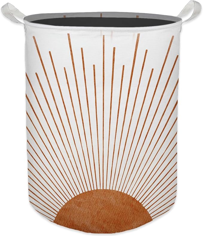 Boho Laundry Basket, Mid Century Modern Boho Terracotta Sun Sunshine Waterproof Collapsible Laundry Hamper Dirty Clothes Storage Toy Bin Organizer for Bathroom Bedroom Nursery Girls Kids Room by Unknown