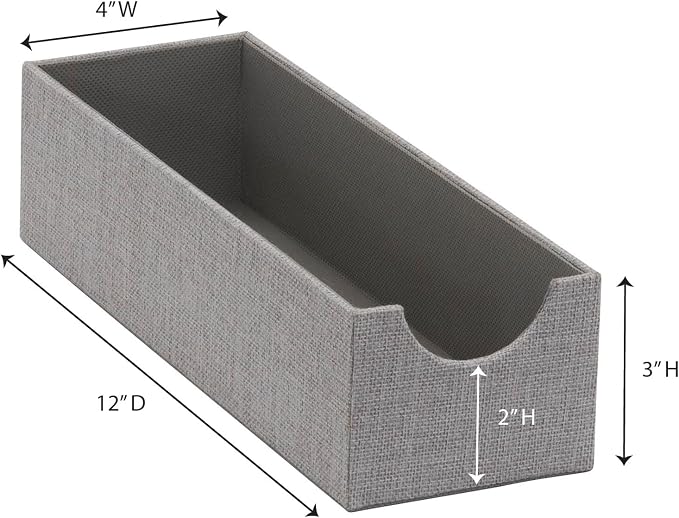 Household Essentials Grey 725-1 Deep Drawer Organizer Box for Storage | 12 in x 4 in x 3.13, Silver - Image 8