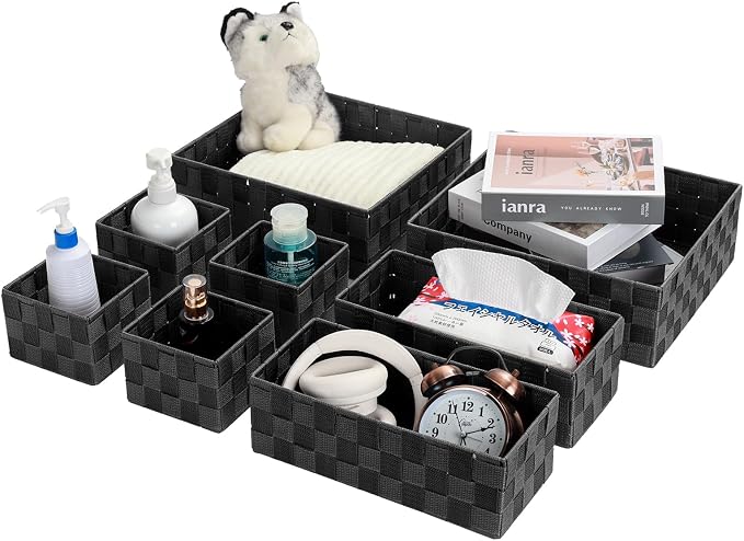 Posprica Woven Baskets, Storage Baskets for Organizing (Set of 8), Cube Baskets Bin Container Matching Storage Boxes Organizers for Pantry, Office, Shelves, Media-room - Image 8