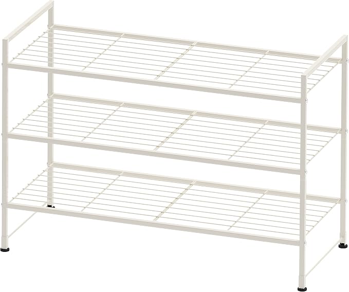 Simple Houseware 3-Tier Stackable Shoes Rack Storage Shelf, White - Image 2
