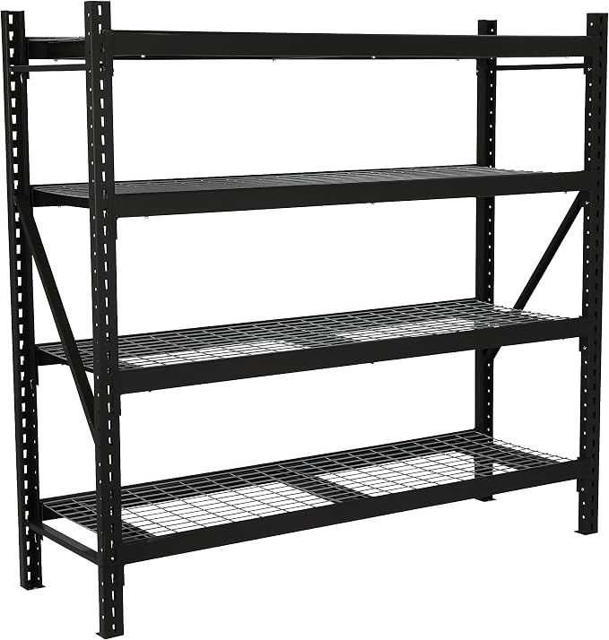 Ironton 4-Tier Industrial Steel Shelving Unit, 8,000-Pound Load Capacity, Garage Storage Rack, 77" W x 24" D x 72" H by Ironton