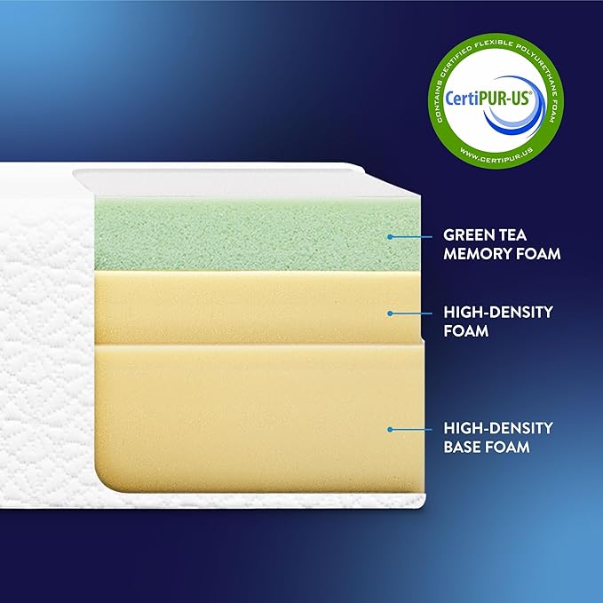 Best Price Mattress 12 Inch Queen Mattress Bed-In-A-Box, Green Tea Memory Foam, White