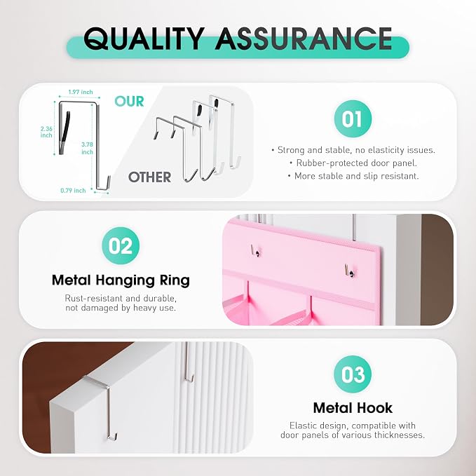 WVM Over the Door Shoe Organizer with 35 Breathable Mesh Pockets, Hanging Shoe Organizer for Door with 4 Metal Hooks, Large Capacity Closet Storage for Shoes, Accessories - Image 6