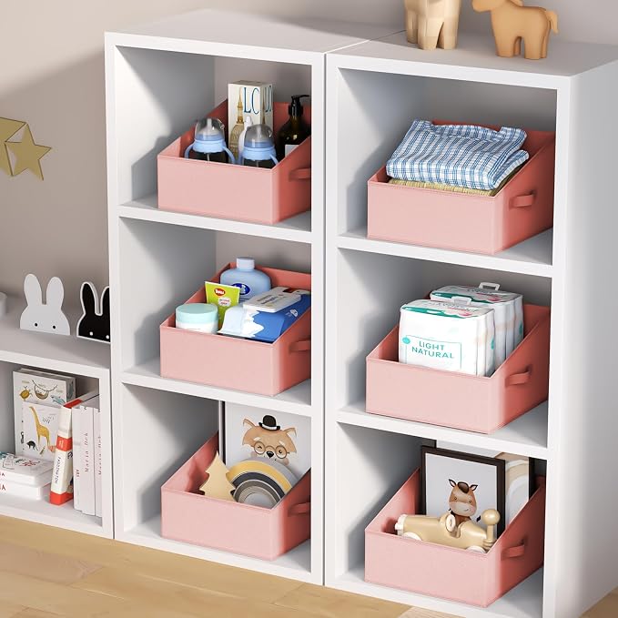 DIMJ Closet Storage Bins 10 Pack - Fabric Storage Baskets for Shelves, Collapsible Clothes Organizer with Handles, Trapezoid Shelf Organization Storage Cubes for Purse, Toys, Books, Towel, Clothes - Image 7