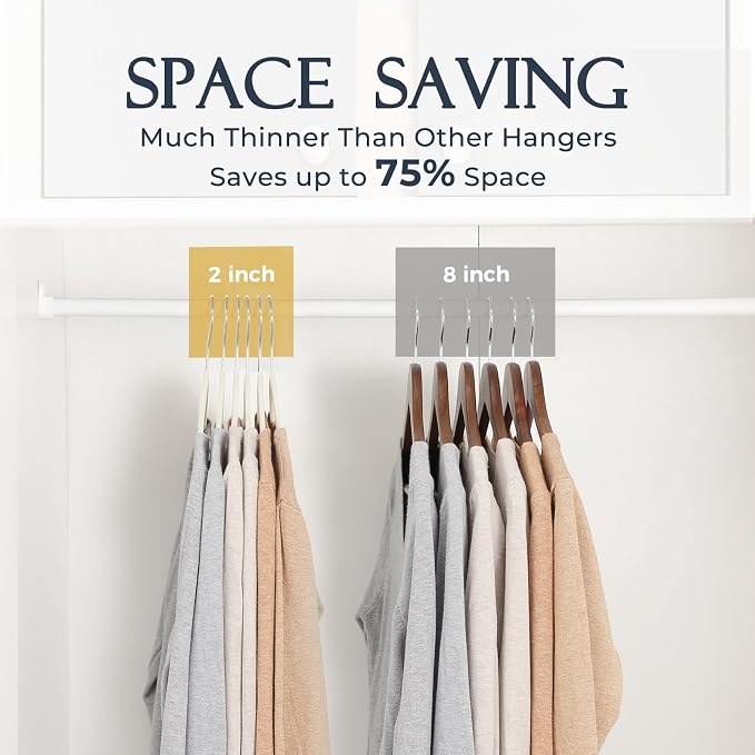 HOUSE DAY Ivory Velvet Hangers 40 Pack, Non Slip Clothes Felt Hanger Heavy Duty for Coat, Premium Slim Space Saving Suit Hangers for Closet Organizer, 360° Rotating Silver Hook - Image 4
