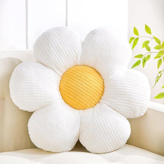 XIAIJIA Flower Pillow Flowers Shaped Pillow Cushion Decorative Daisy Pillow for Bed Cute Throw Pillow Flower Floor Pillow Soft Seat Cushion Cream Cushion 15.7"