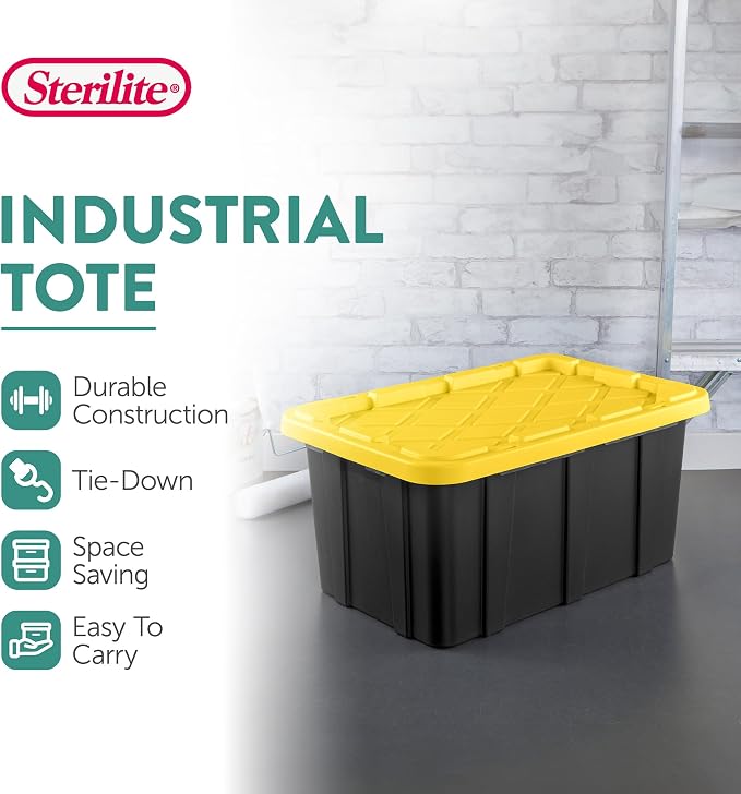 Sterilite 24-Pack Industrial Tote, Plastic Storage Container Bins with Lids, 17 Gallon - Heavy-Duty Organizing Containers for Closet, Bathroom, and Office - Image 2