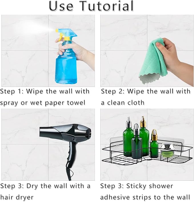 2 Pack Shower Caddy Adhesive for Replacement, Strong Transparent Adhesive for Shower Caddy Sticky Pads, No Drilling for Corner Shelf Basket, Bathroom Storage Shelves, Kitchen Racks and Soap Holder - Image 3
