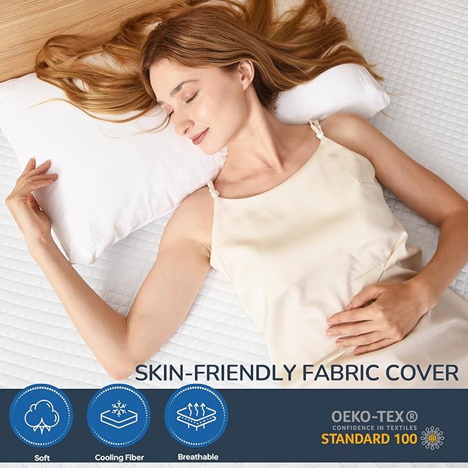 Full Size 3 Inch Gel Memory Foam Mattress Topper, Pressure-Relieving Cooling Mattress Topper for Better Sleep, High Density Foam with Removable Cover for Dorm and Bedroom