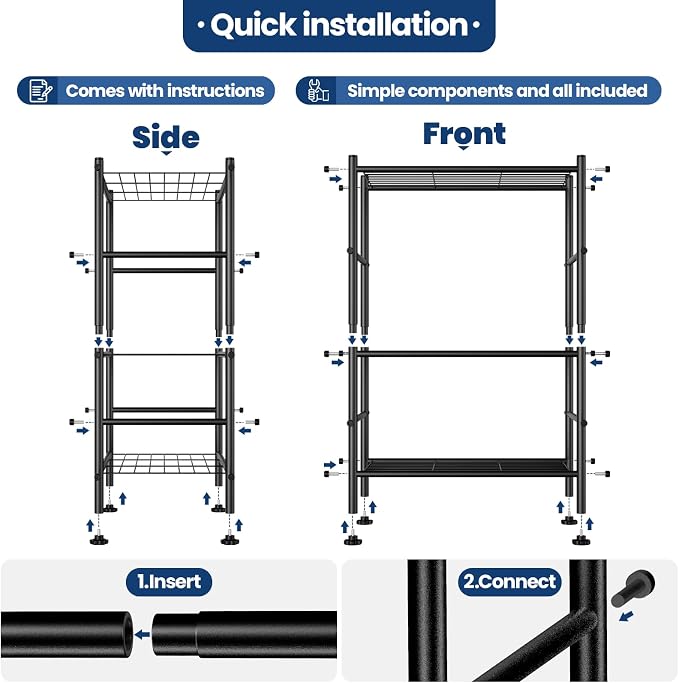 Abiglifty Storage Shelves, 3-Tier Metal Shelving, Wire Shelving with Adjustable Leveling Feet, Shelf Organizer for Bathroom, Closet, Garage - Image 7