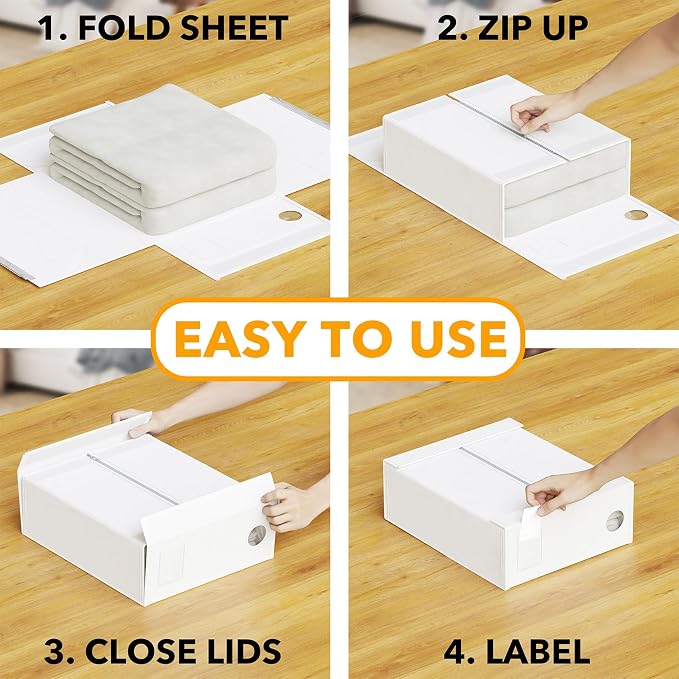SpaceAid 6 Pack Bed Sheet Organizers and Storage, Foldable Sheet Organizer with Window for Linen Closet, Set Folder Keeper for Queen & King Size Bedding Storage (White) - Image 3