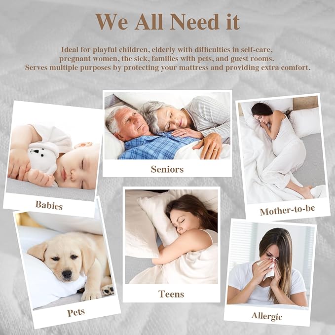 Twin Mattress Protector 2 Pack, Waterproof Mattress Pad Washable Rayon Mattress Cover Breathable Noiseless Bed Protector 3D Patterns 5" - 21'' Elastic Fitted Deep Pocket(Light Grey)