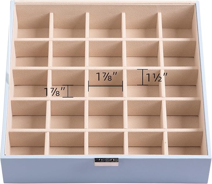 Frebeauty Earring Organizer Classic Jewelry Box 50 Slots Double Layer Jewelry Storage Case with 6 Necklace Hook and Bracelet Pocket(Sky Blue) - Image 7