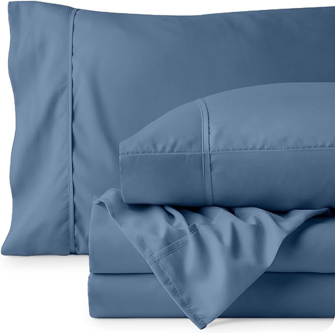 Bare Home Full XL Sheet Set - 1800 Ultra-Soft Microfiber Full Extra Long Bed Sheets - Double Brushed - Deep Pockets - Easy Fit - 4 Piece Set - Bedding Sheets & Pillowcases (Full XL, Coronet Blue)