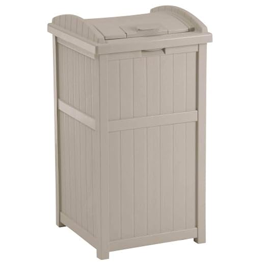 Suncast 30-33 Gallon Deck Patio Resin Garbage Trash Can Hideaway, Taupe (4 Pack) by Suncast