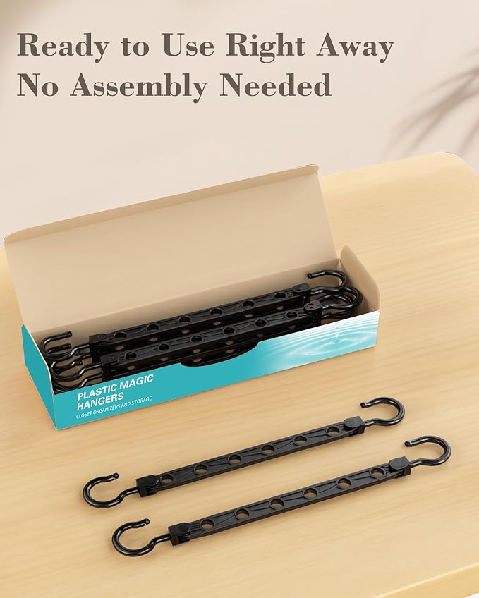 Space Saving Hangers for 96 Clothes, Reinforced Collapsible Hangers with 360° Swivel Hook, Hanger Hooks Space Saver for Closet Organizers and Storage, Dorm Room Essentials, Fully Assembled, Black - Image 3