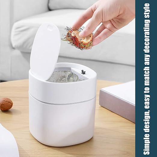 Mini Desk Trash Can with Lid with Trash Bags 180 pcs Press-Top 0.5 Gallon Tiny Countertop Waste Basket Small Table Top Plastic Covered Garbage Bin for Desk Top - Image 6