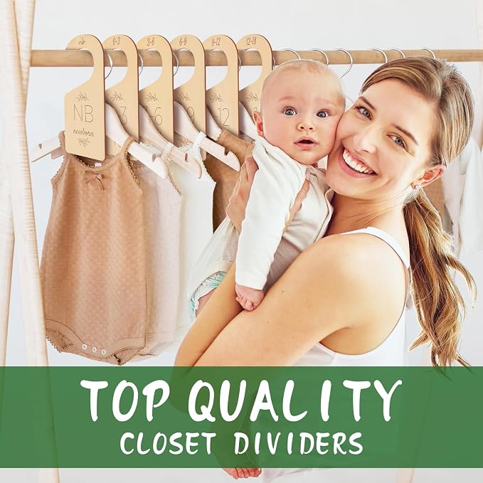 Wooden Baby Closet Dividers - 8 Pcs Double-Sided Design for Newborn Nursery Room Wardrobe Storage by Months Size - Perfect Toddler Clothes Organizer - Image 4