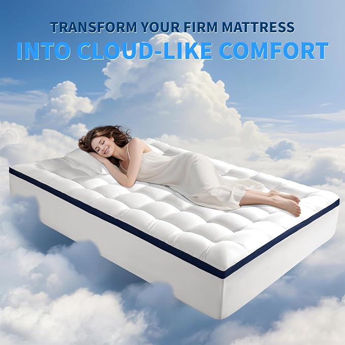 4 Inch Dual Layer Memory Foam Mattress Topper Twin Size - 2 Inch 1000GSM Soft Pillow Top Mattress Pad & 2 Inch 5-Zone Egg Crate Cooling Gel Memory Foam for Back Pain with 6-18" Deep Pocket(39"x75")
