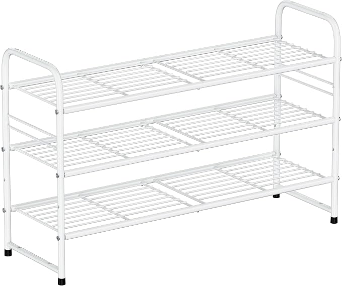 SUFAUY 3 Tier 33" Wide White Metal Shoe Rack for Closet, Stackable by SUFAUY