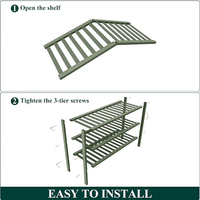 Smiry Bamboo Shoe Rack for Closet, 3 Tier Wooden Stackable Shoe Organizer, Free Standing Shoes Storage Shelf for Entryway, Front Door Entrance, Green - Image 5