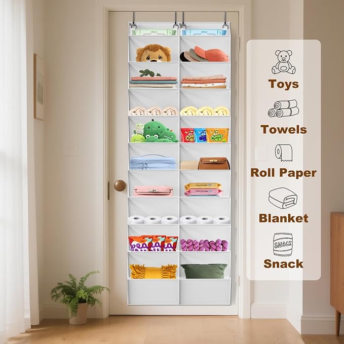 UVIAHOMI 20-30 Pairs Over the Door Shoe Organizer, Clear Pockets Hanging Shoe Storage for Closet, 10-Tier Door Shoes Rack, Handing Shoes Holder Fit All the Family's Sneakers, Boots, Heels, White - Image 7