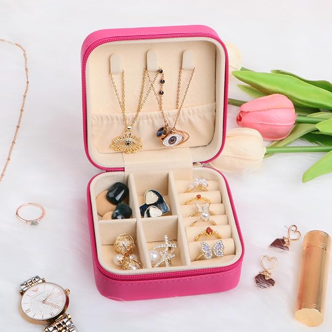 17Dec Small Travel Jewelry Case Organizer,Mini Travel Essentials for Women,Bridesmaid Gifts Birthday Gifts for Women,Small Jewelry Box for Girls 8-12 - Image 8