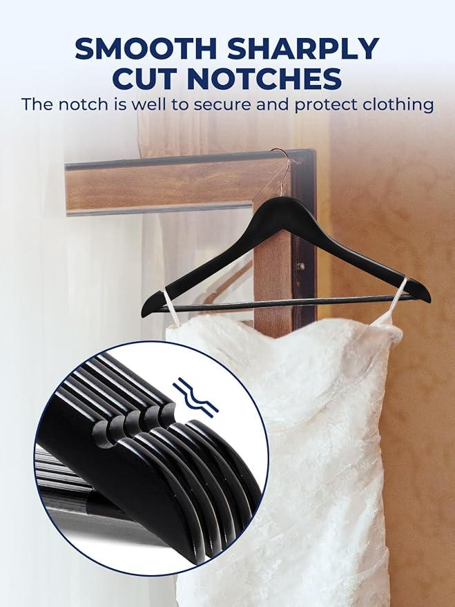 Smartor Wooden Hangers 20 Pack, Solid Wood Coat Hanger for Closet, Heavy Duty Wood Hangers for Suits, Shirts, Dresses, with 360° Rose Gold Hook, Non Slip Pant Bar, Black - Image 5