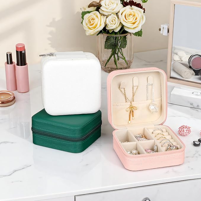 Prasacco 12 Pcs Travel Jewelry Case Bridesmaid Gifts Box PU Leather Small Travel Jewelry Box Mini Jewelry-Organizer for Earrings Rings Necklaces Women Girls Bridesmaid Proposal Gifts, 6 Colors - Image 7