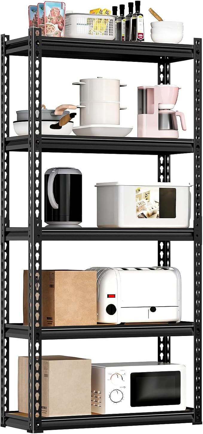 LEVELEVE 5-Tier Storage Shelving Unit, Metal, for Kitchen, Garage, Laundry Room, Adjustable, 30" L x 12" W x 60" H, Rectangular by Enjoyyourlife